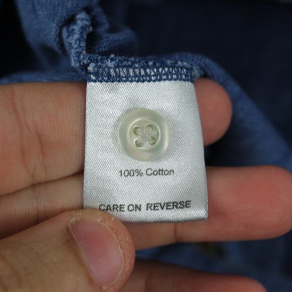 Billy Reid Shirt Mens XL Pensacola Polo Blue Cotton Short Sleeve Casual - Picture 5 of 9